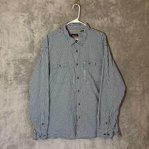 Orvis fishing 2XLT Tall Teal Green Gingham Active Long Sleeve Button Down Shirt
